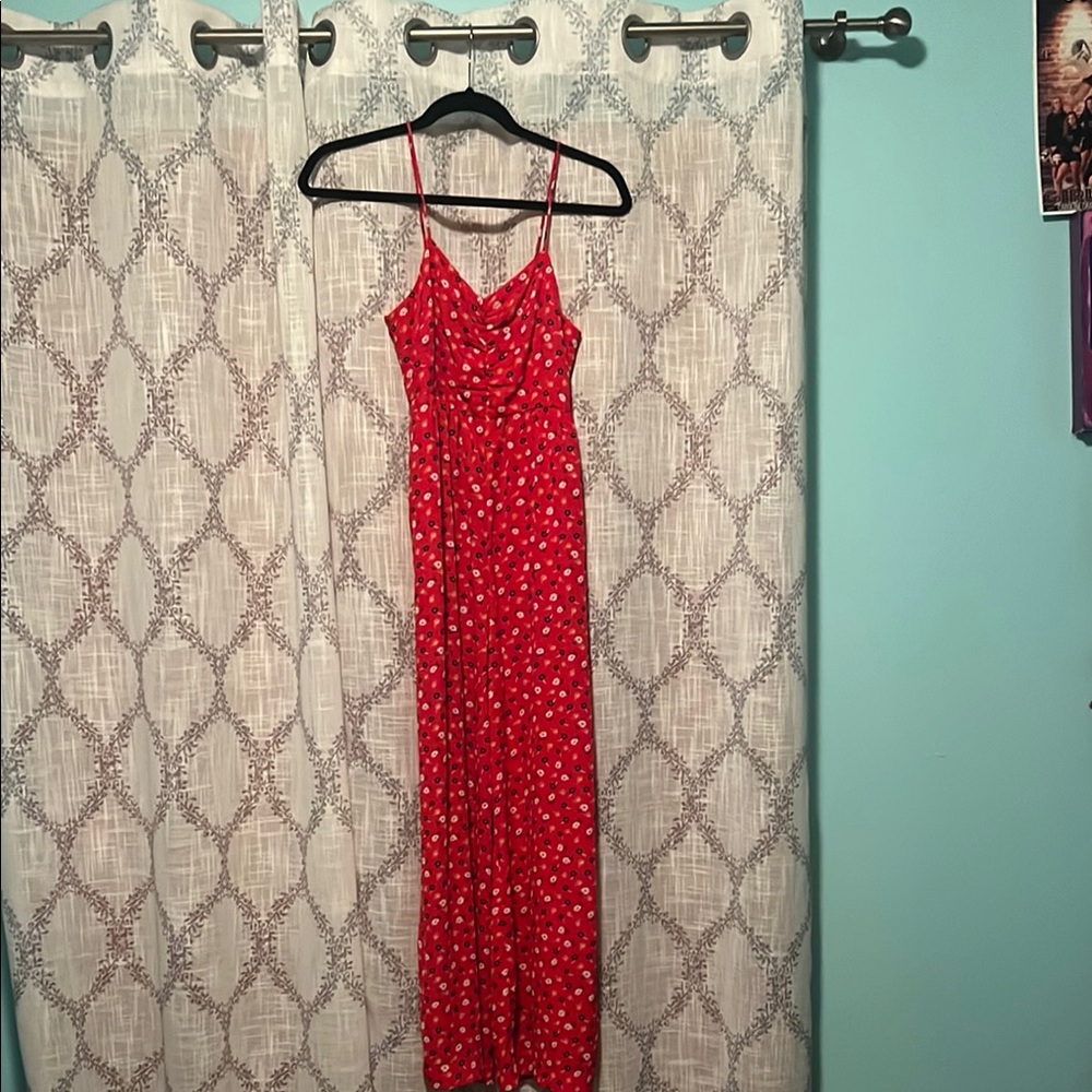 Red Floral Spaghetti Strap Dress